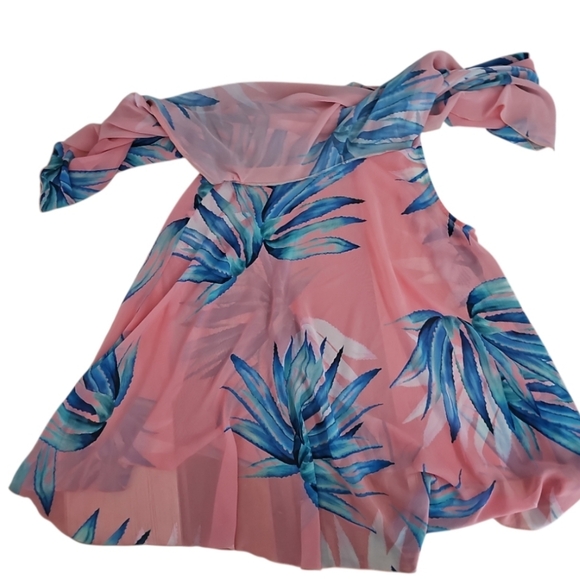 Show Me Your MuMu Zsa Zsa Dress Sz L Pink Blue Tropical Made USA Resort Vacation - Picture 11 of 13